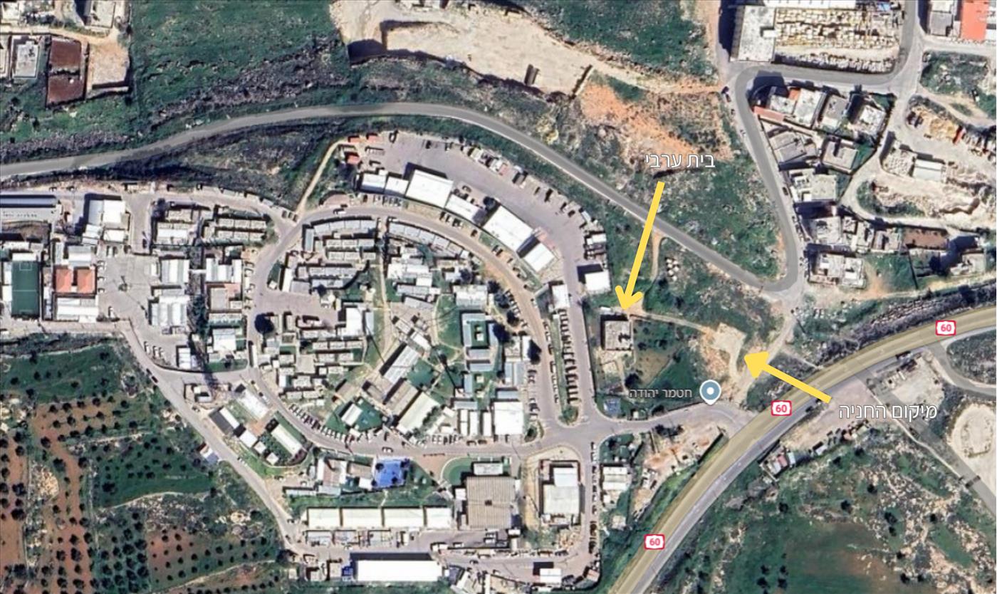 מיקום החניה, צמוד לבית ערבי. הצבא לא מבצע חישוף (גוגל מפות)