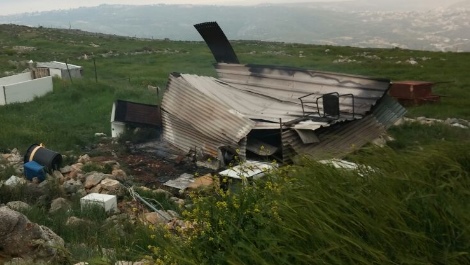 המבנה שהוצת בגבעה המערבית של הישוב ברכה בשומרון